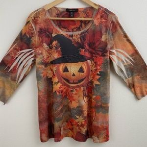 Embellished Halloween Fall Pumpkin Top